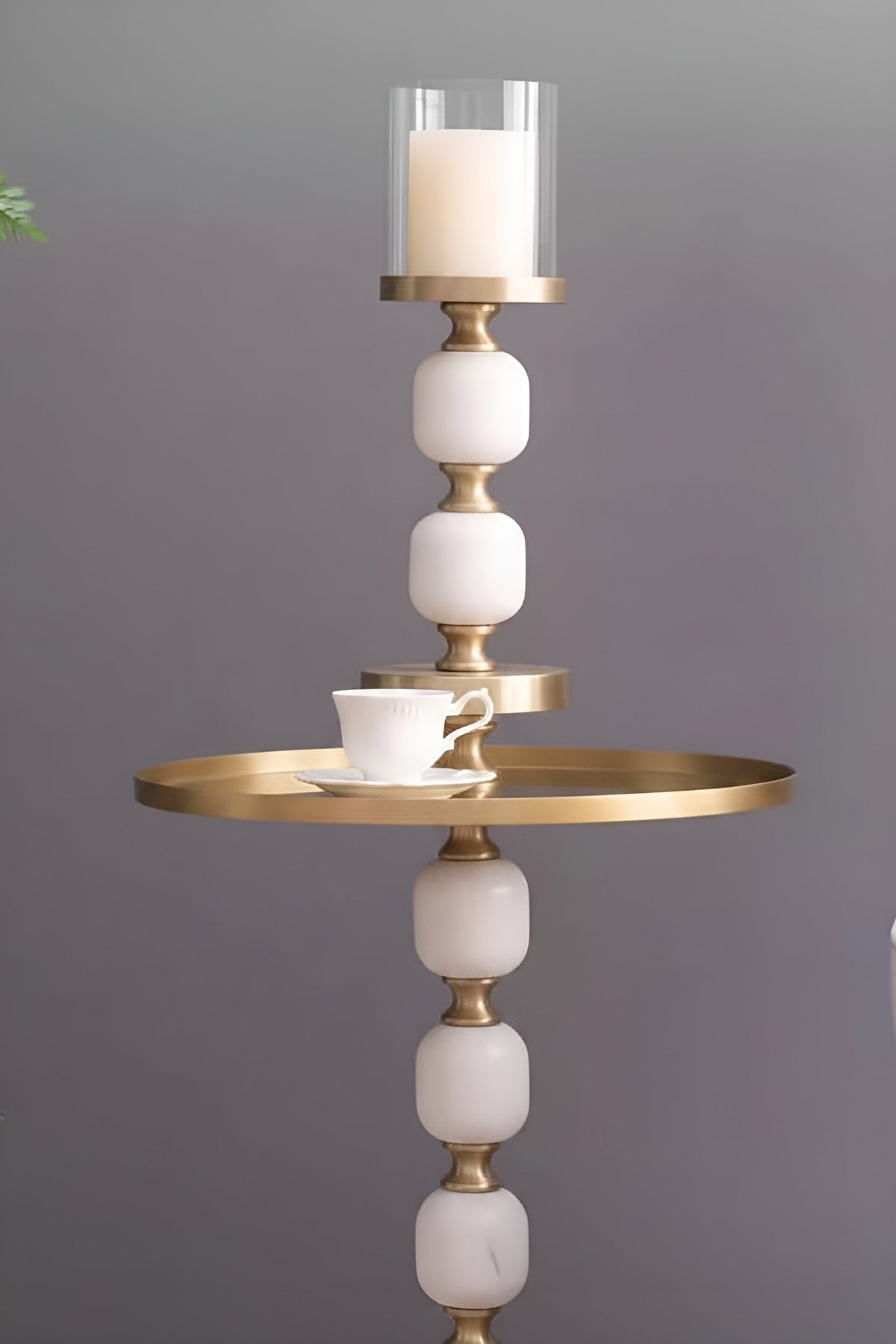 Marble & Aluminum Candle Holder – Modern Decorative Pillar Stand